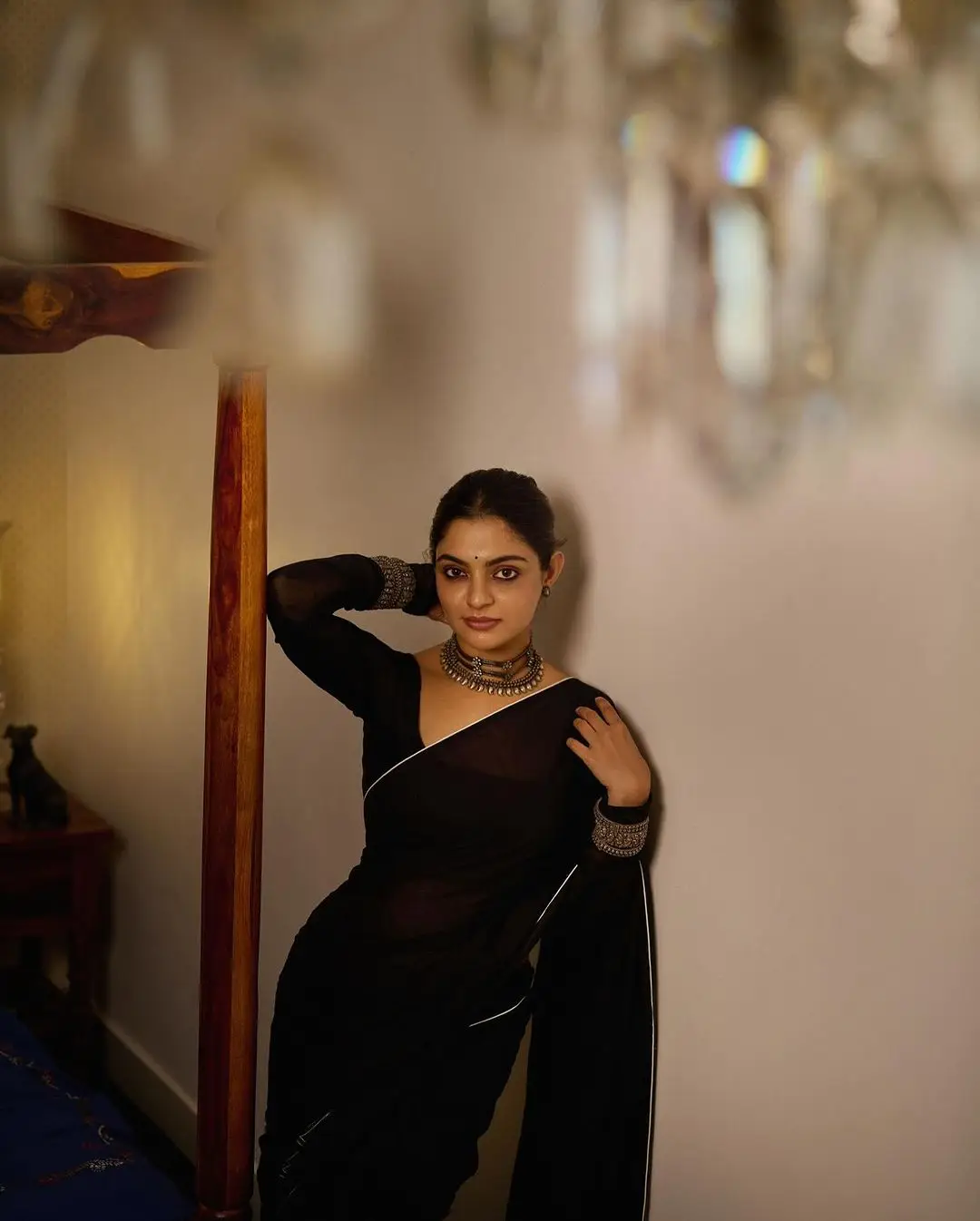 Actress Nikhila Vimal In South Indian Traditional Black Saree